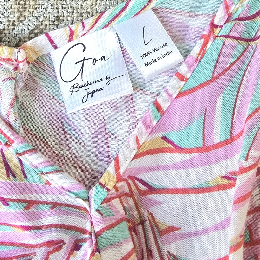 Japna Asymmetrical Dress * Palm Tropical Print * Size Med/ Large * NWOT - Picture 4 of 8